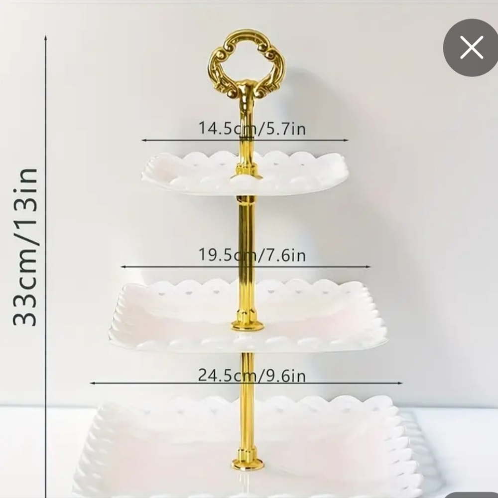 NEW 3 TIER DESSERT TRAY SERVER ~ GREAT FOR WEDDINGS AND PARTIES-COLOR: ALL WHITE - Picture 2 of 3